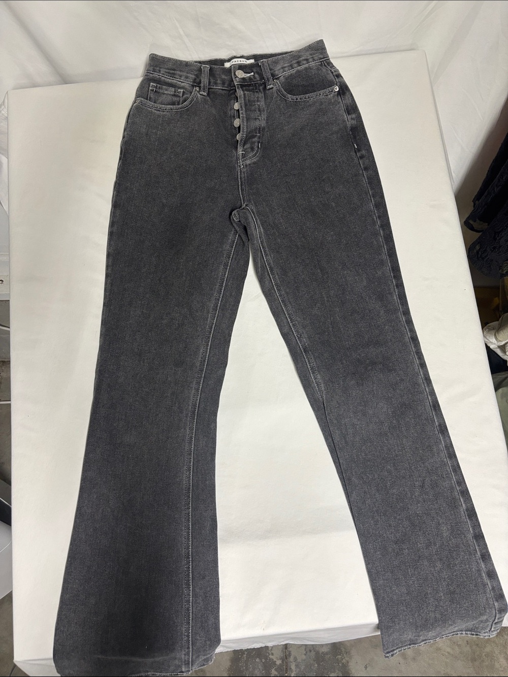PacSun High Rise Bootcut Jeans Black Wash Button Fly Size 25 100% Cotton
